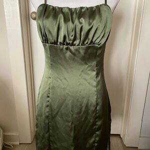 Elegant Green Satin Dress